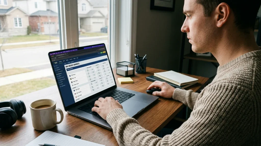 UK bookmaker platform showing NHL ice hockey markets for Betfred assessment