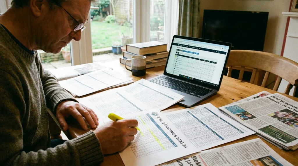 Bettor conducting EIHL value betting research by reviewing team statistics