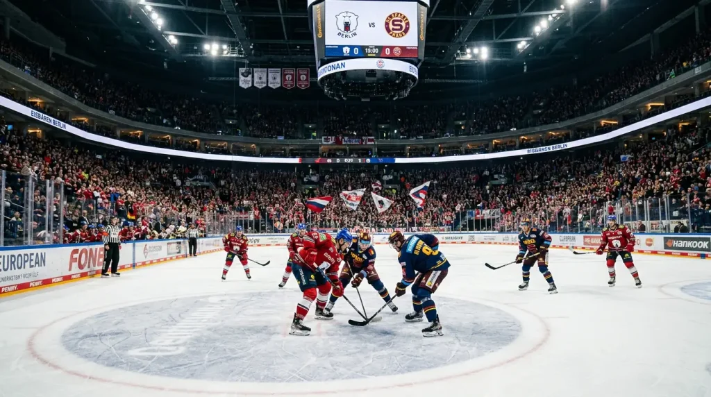 Continental European KHL-style ice hockey game where three-way regulation market applies