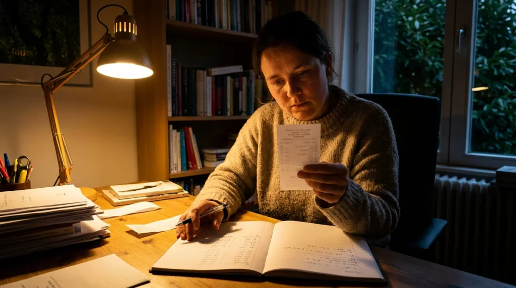 Bettor reviewing a losing accumulator bet slip to learn from hockey acca mistakes
