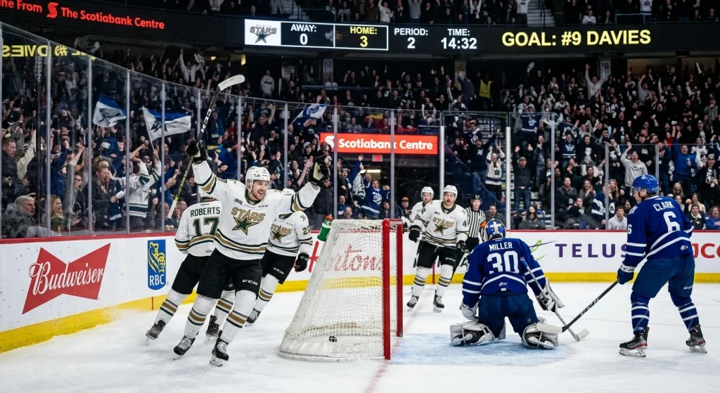 Ice hockey game with a multi-goal lead illustrating handicap and puck line betting