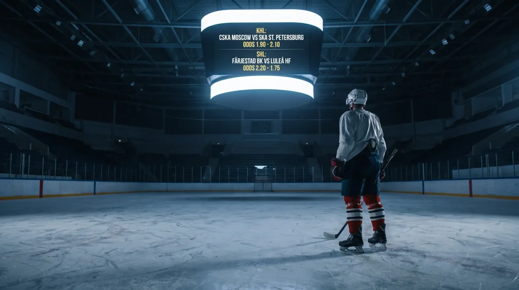 European ice hockey betting markets showing KHL and Scandinavian league odds