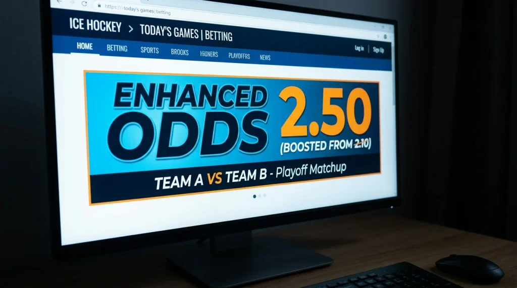 NHL enhanced odds promotion shown on UK bookmaker website with boosted price for Stanley Cup game