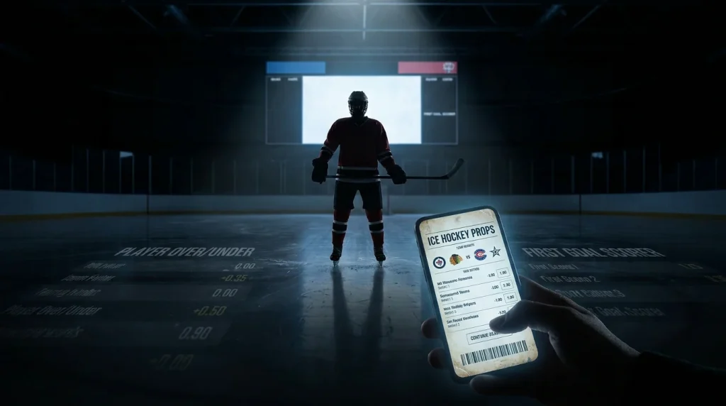 NHL player statistics and props betting markets on a UK bookmaker interface