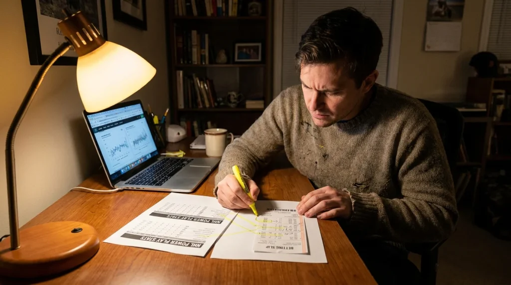 Bettor applying power play analysis to an NHL puck line betting decision