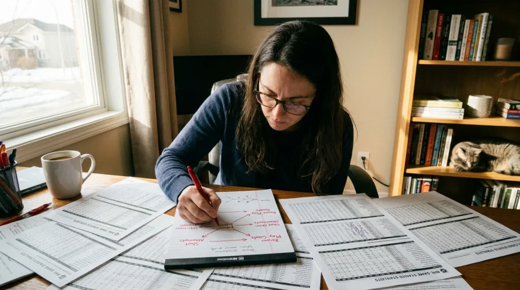 Hockey analyst mapping correlated outcomes for NHL same-game parlay strategy